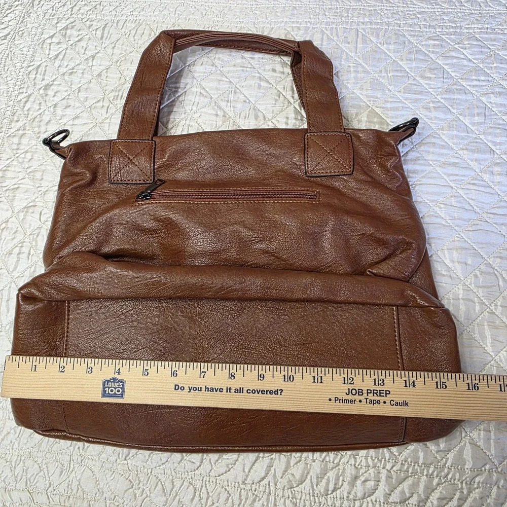 Women Large Tote Shoulder Handbag Soft Faux Leather Satchel Bag Hobo Purse Brown